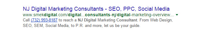 Clickable phone number in google results
