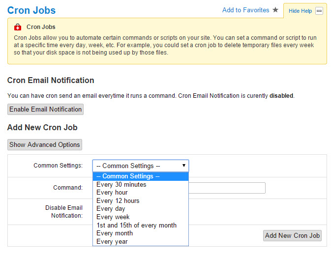 CRON-job-common-settings