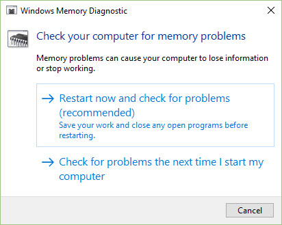 windows 10 memory diagnostic tool