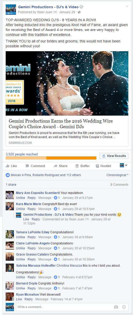 facebook ad with comments